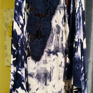 Vanity Navy and White Lace Accent Top